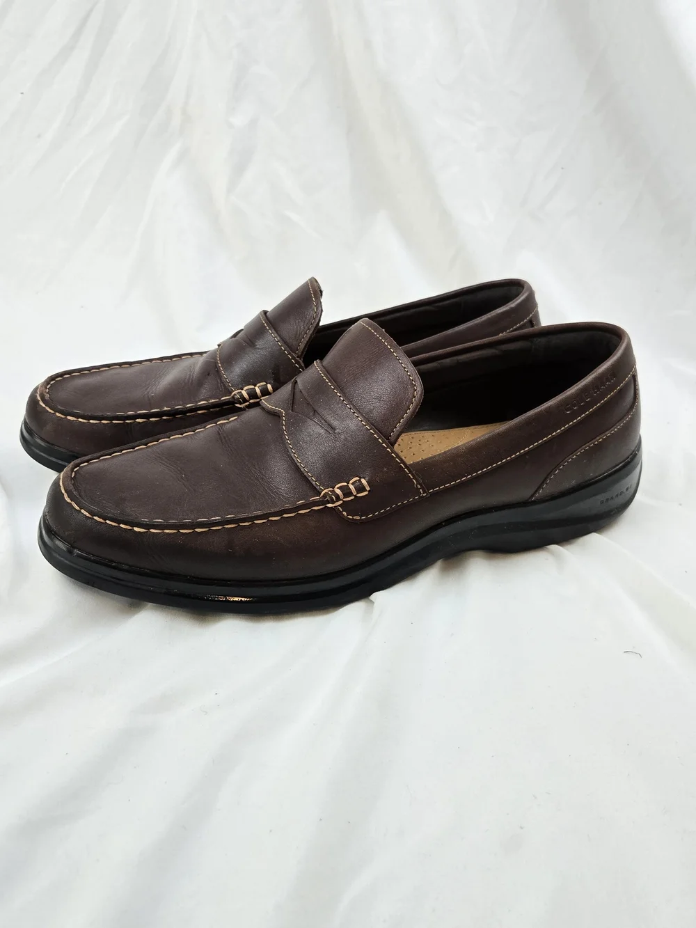 Cole Haan Grand.OS Men's Brown Leather Penny Loafers Size 13M Slip On Comfort